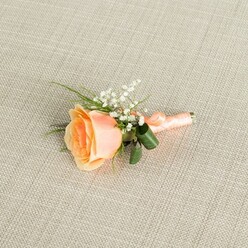 ORANGE ROSE GROOM BUTTONHOLE